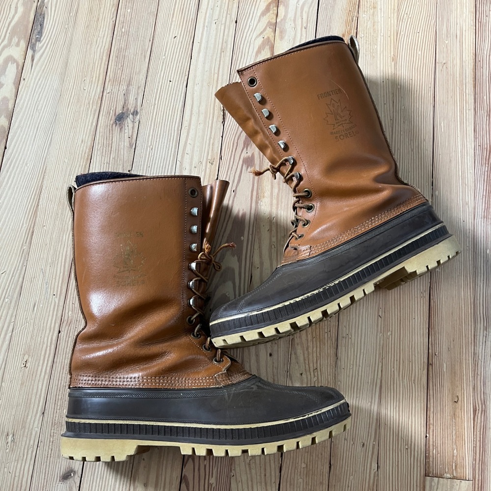 Sorel Frontier Winter Pac Boots Mens 12 Tan Leather Duck Boots Made in Canada
